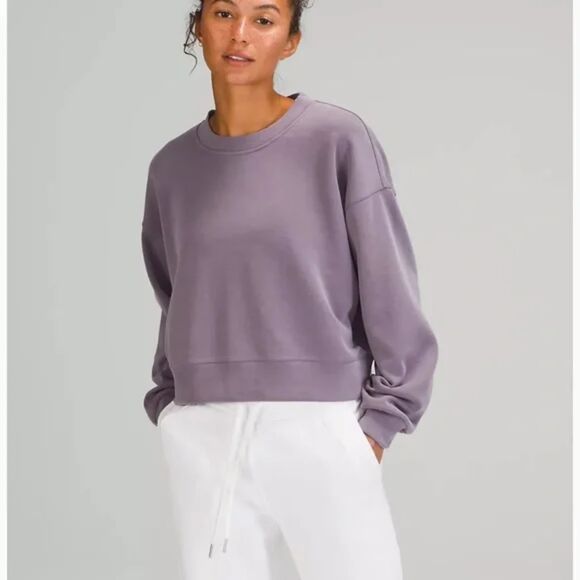 Lululemon Perfectly Oversized Cropped Crew Softstreme Sweatshirt Size 10 Purple - Picture 1 of 9